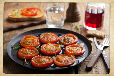 oven roasted tomatoes with sea salt and herbs