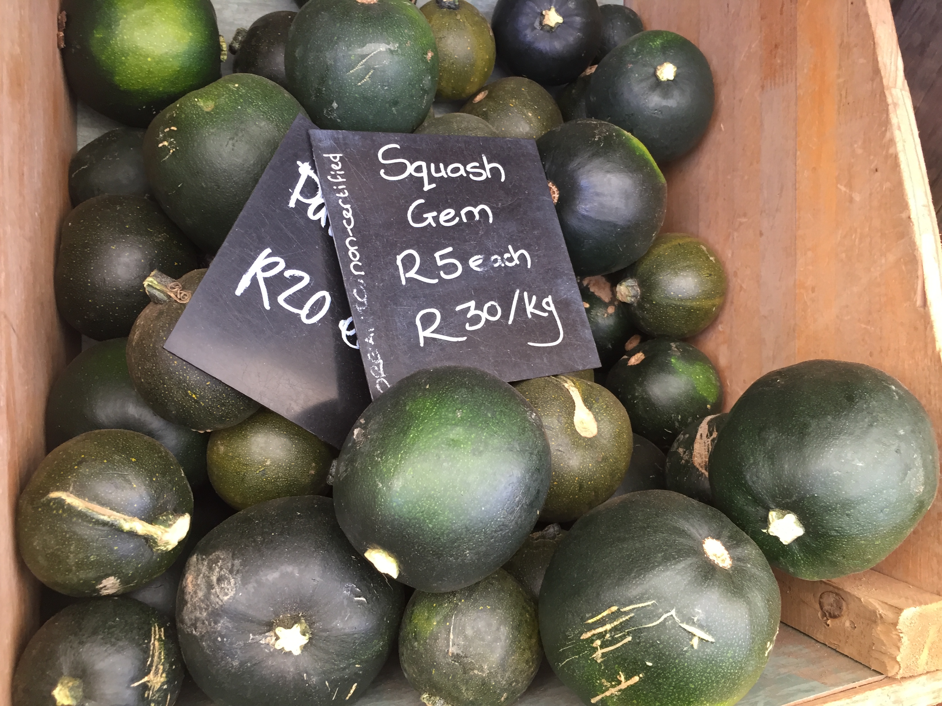 Organic gemsquash at the granger Bay Market, Cape Town, South Africa - Copyright South Africa